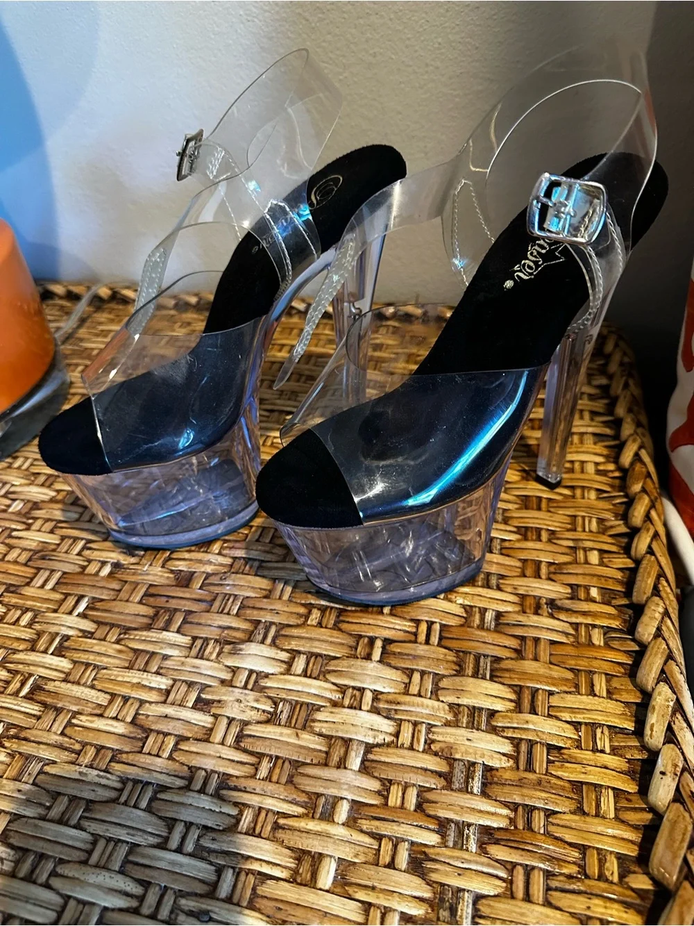 Clear Platform High Heel Sandals with Black Insole